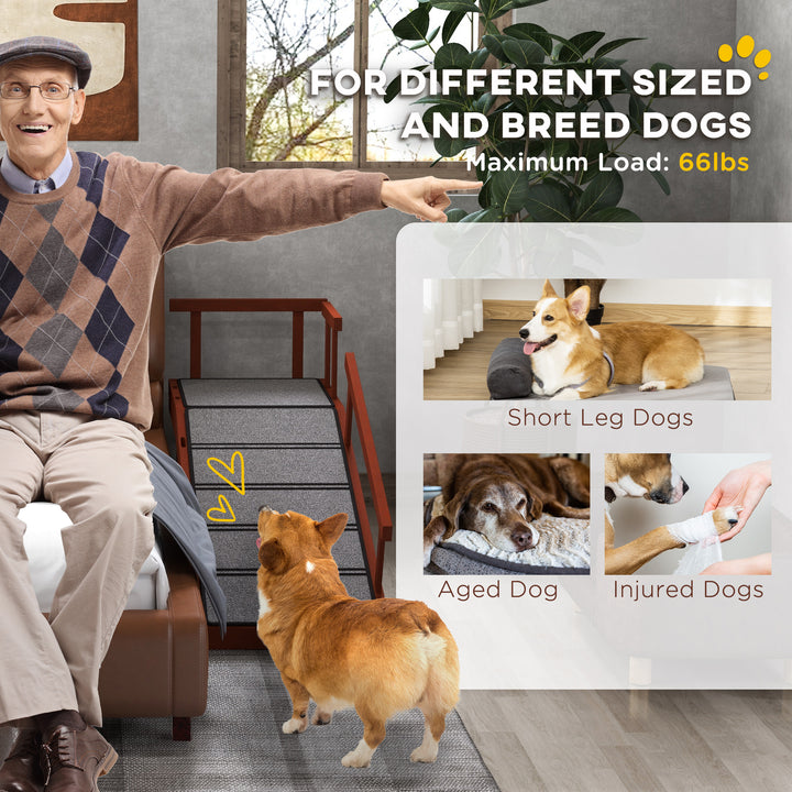 Wooden Dog Ramp with Removable Guardrails, Non-Slip Surface, 125 cm Lo