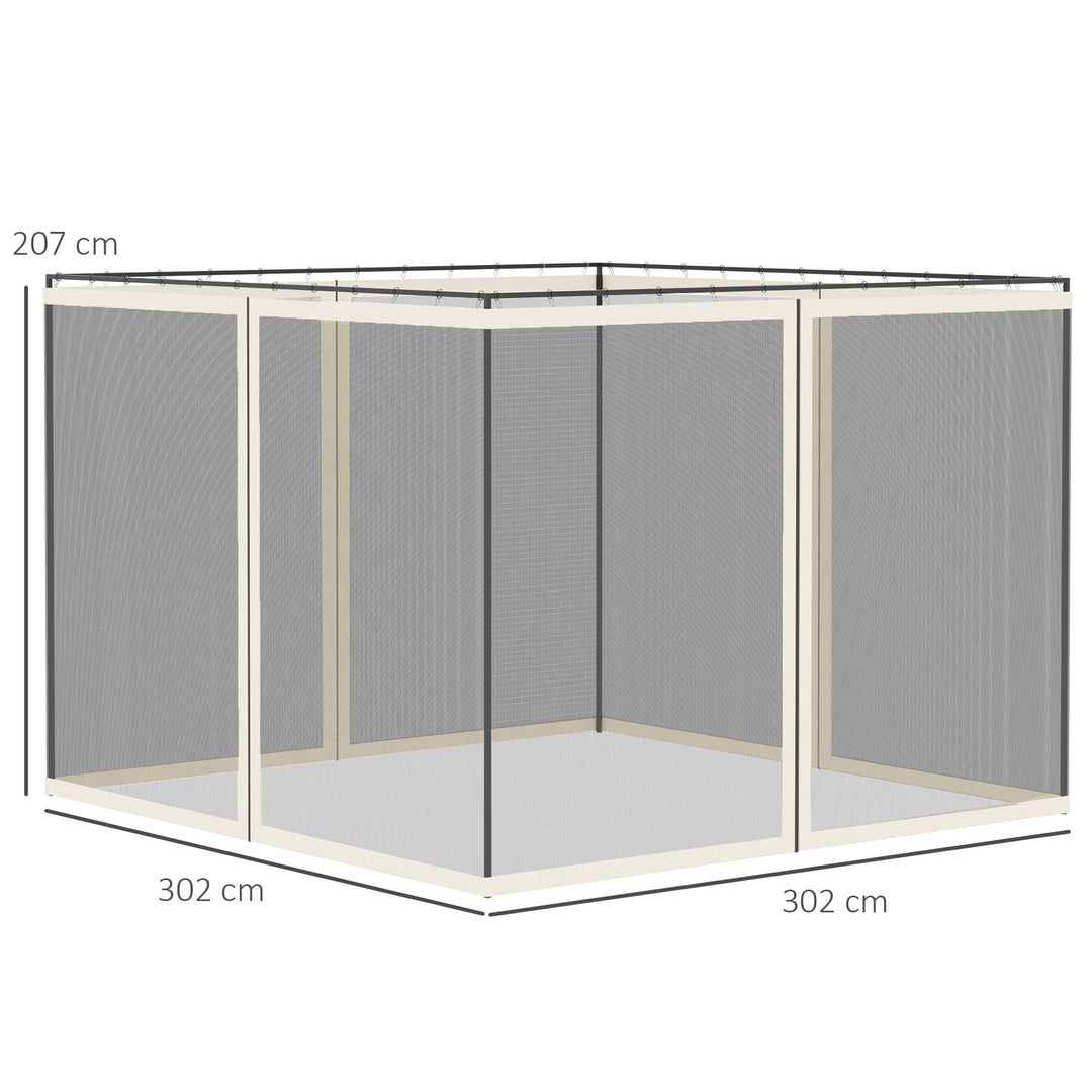 302 x 207cm Universal Replacement Mesh Sidewall Netting for Gazebos and Canopy Tents, (Sidewall Only) White