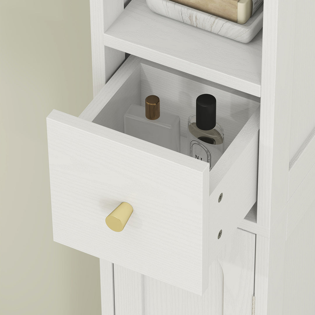 185 cm Tall Bathroom Cabinet with Arched Doors - White