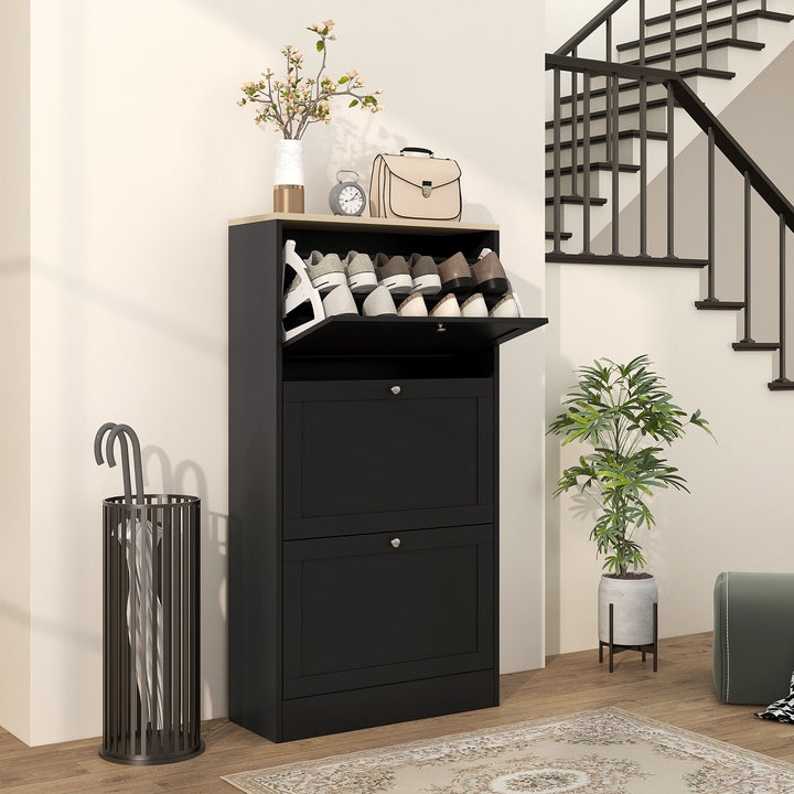 Modern Compact Three-Drawer Shoe Storage Cabinet