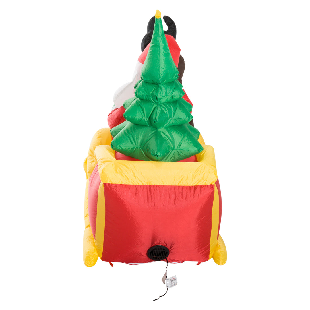 Large Self-inflating Inflatable Xmas Santa Claus Sledge Sleigh w/Reindeer LED Outdoor Blow Up Christmas Decoration