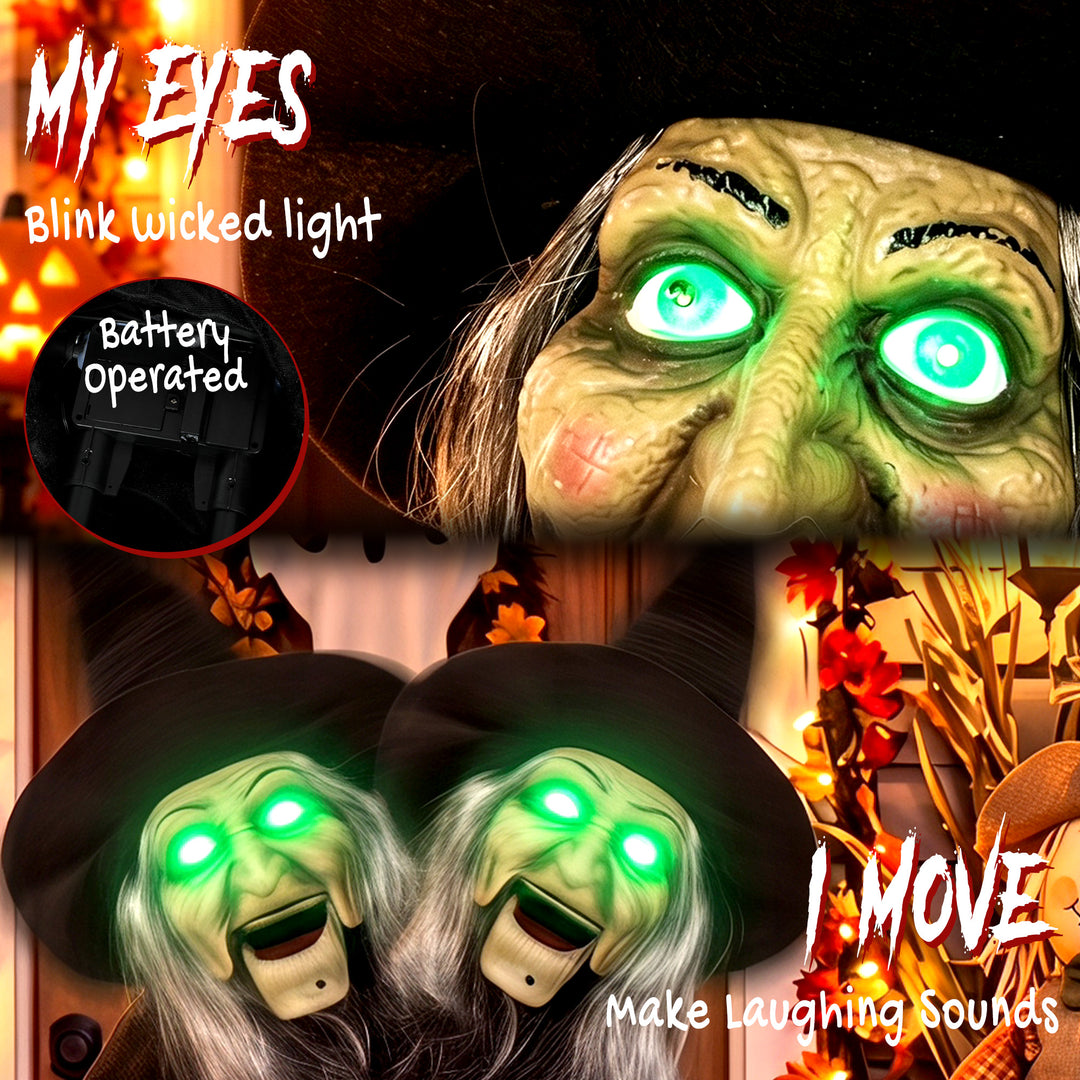 94cm Animated Witch Halloween Decoration, Scary Halloween Animatronics