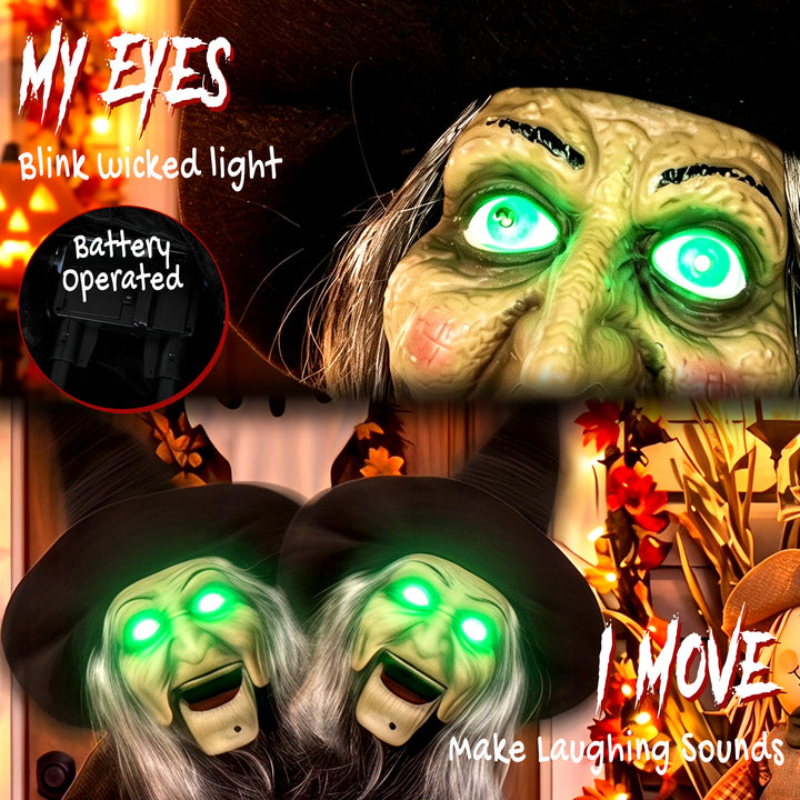 94cm Animated Witch Halloween Decoration, Scary Halloween Animatronics