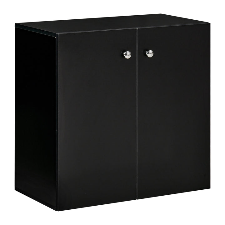 HOMCOM Wooden Storage Cabinet, Two Shelves Sideboard, Freestanding Kitchen Cupboard, Bookcase for Living Space, Black
