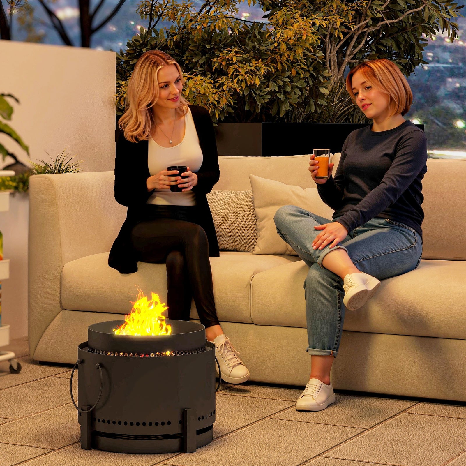 Smokeless Fire Pit with Ash Catcher, 37cm Portable Wood Burning Firepi