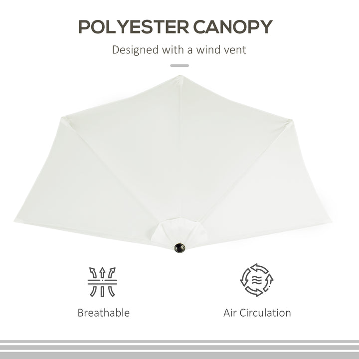 2.7m Garden Half Parasol, Outdoor Balcony Umbrella with 5 Steel Ribs, Patio Sun Shade, Cream White