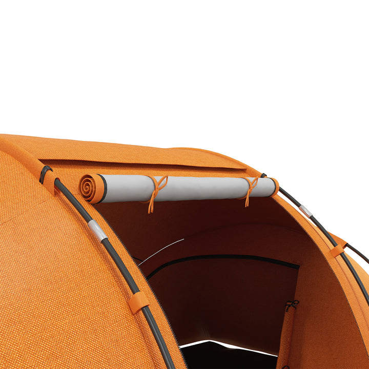 4-6 Man Camping Tent with Living Area and 2 Bedrooms, Hiking Sun Shelter, UV Protection Tunnel Tent, Orange