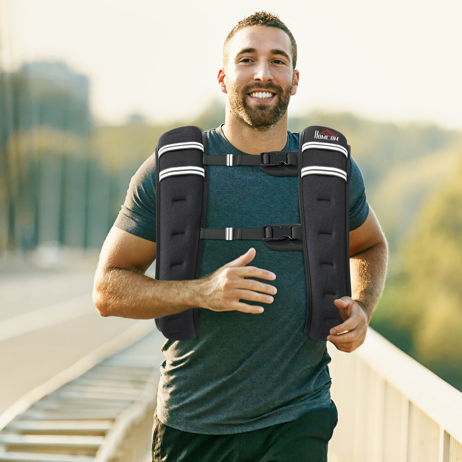 10KG Weighted Vest, Running Weight Vest with Adjustable Straps, Convenient Pocket and Reflective Strips, for Men and Women Cardio Exercise Strength Training Workout
