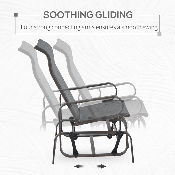 Outdoor Gliding Rocking Chair with Sturdy Metal Frame Garden Comfortable Swing Chair, Grey & Brown