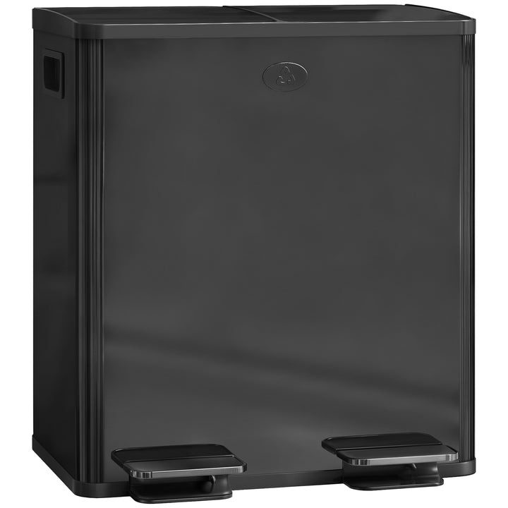 40L Dual Compartment Stainless Steel Bin, with Deodoriser Holders - Glossy Black