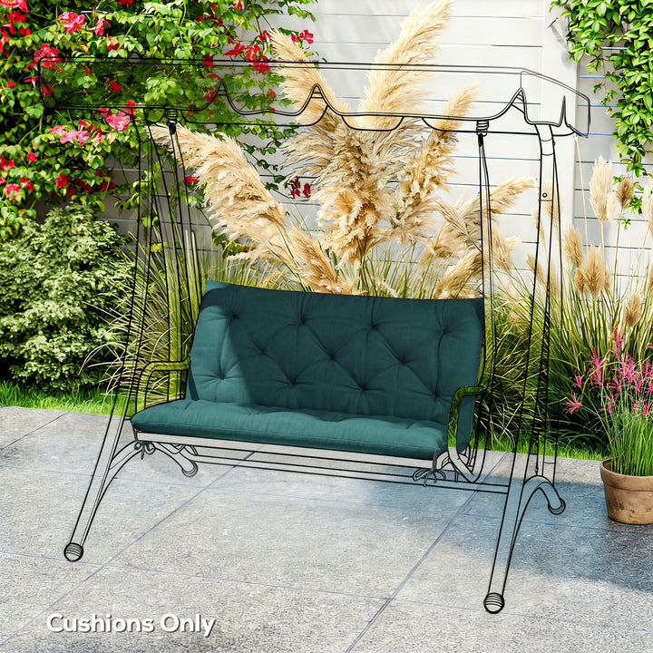 2 Seater Bench Pad, Garden Chair Cushion with Back and Ties for Indoor