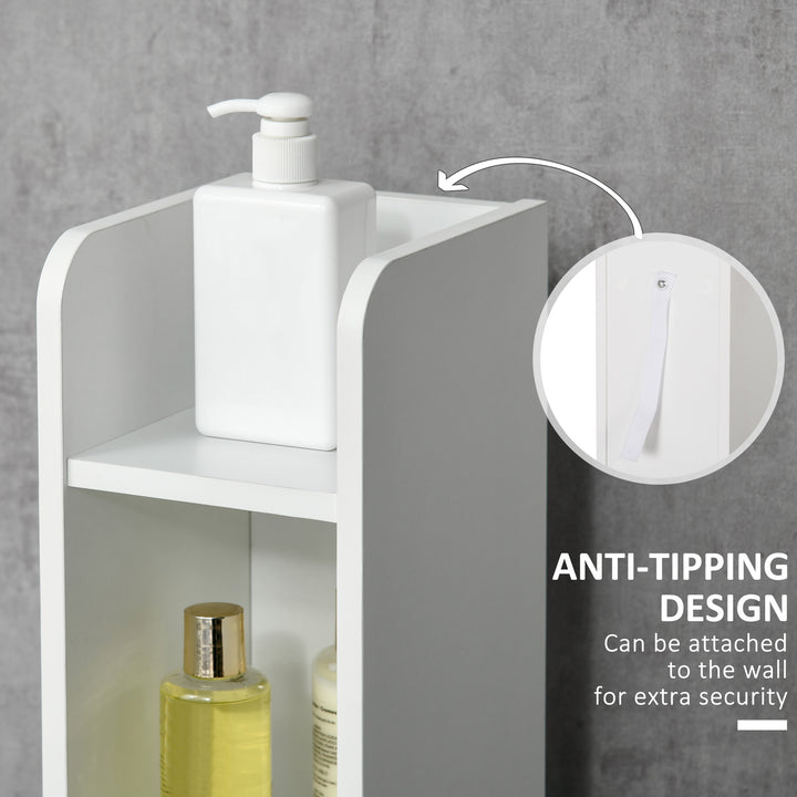 MCL Modern Bathroom Storage Cabinet, Freestanding Tall Bathroom Cabinet with Open Shelves and 3 Cupboards with Door, for Bedroom Hallway, Grey