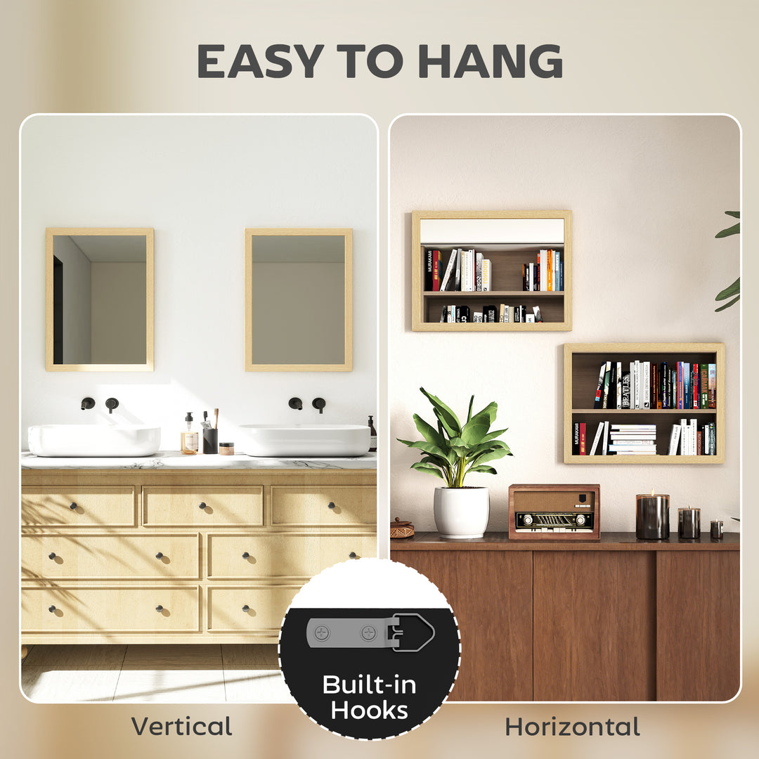 Wall Bathroom Mirror, 30 x 40 cm Wall-Mounted Mirror for Living Room, 
