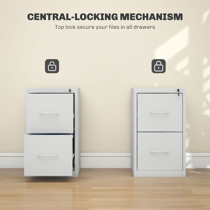Two-Drawer Modern Steel Filing Cabinet - Cream