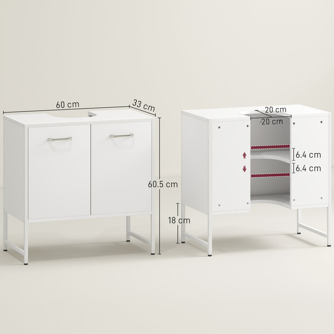 Bathroom Vanity Unit, Under Sink Storage Cabinet with Soft-Close Doors for Basin without or with Pedestal, White