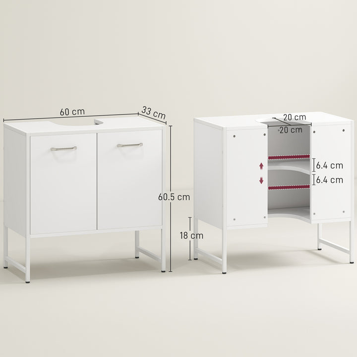 Bathroom Vanity Unit, Under Sink Storage Cabinet with Soft-Close Doors for Basin without or with Pedestal, White