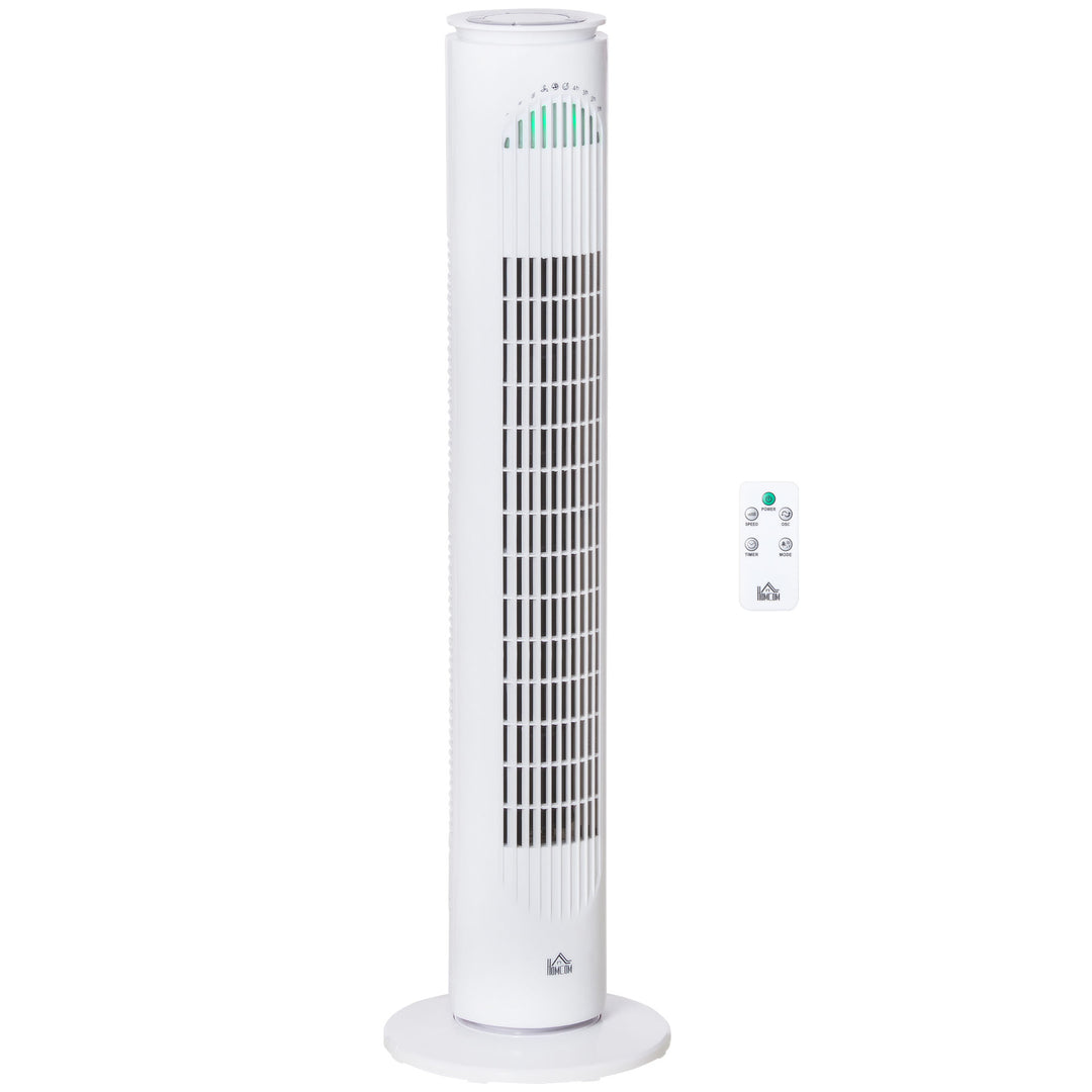 MCL 30'' Freestanding Tower Fan, 3 Speed 3 Mode, 10h Timer, 70 Degree Oscillation, LED Light, 5M Remote Controller, White