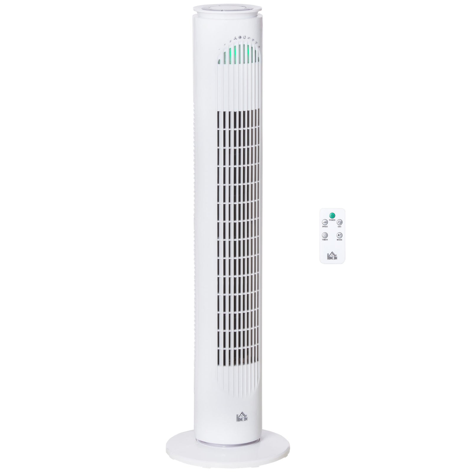 30'' Freestanding Tower Fan, 3 Speed 3 Mode, 10h Timer, 70 Degree Oscillation, LED Light, 5M Remote Controller, White