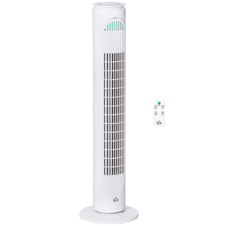 30'' Freestanding Tower Fan, 3 Speed 3 Mode, 10h Timer, 70 Degree Oscillation, LED Light, 5M Remote Controller, White