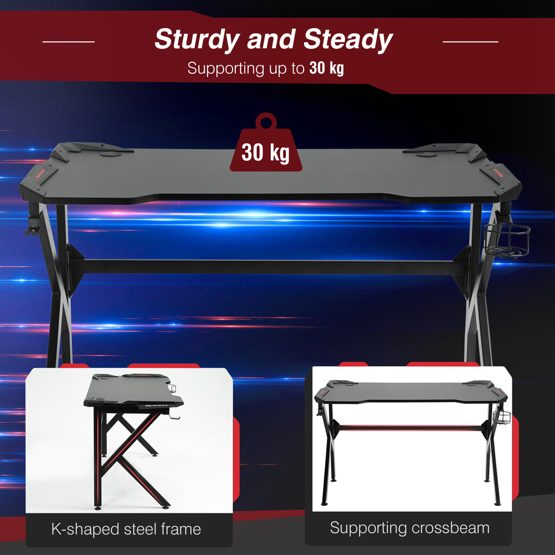 Gaming desk with Cup Holder Headphone Hook Feet Adjustable 120 x 66 x - view 6