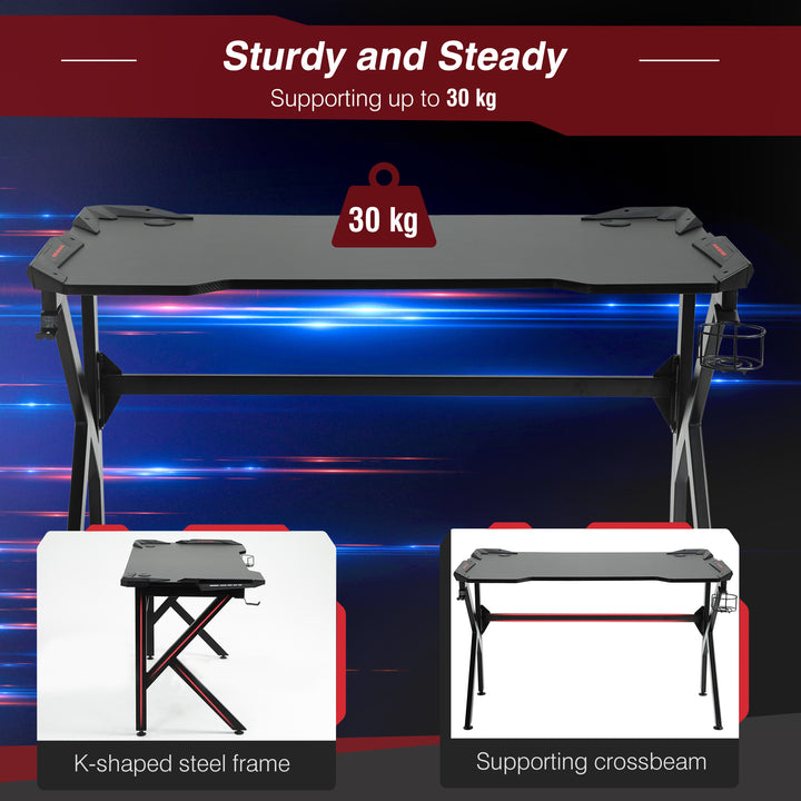 Gaming desk with Cup Holder Headphone Hook Feet Adjustable 120 x 66 x - view 6