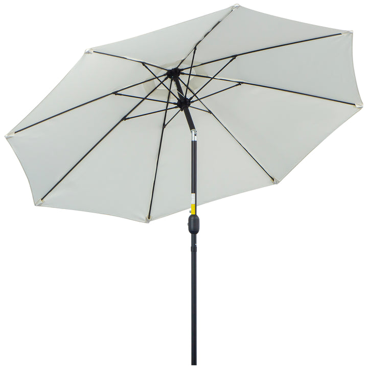 MCL 2.7M Garden Parasol Umbrella with Glass Fibre Ribs and Aluminium Frame, Tilting Sun Shade Shelter Canopy, Cream White