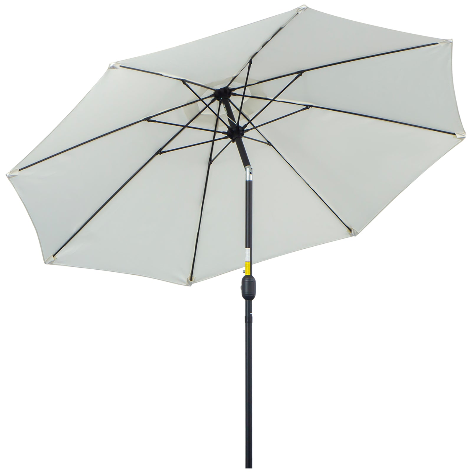 2.7M Garden Parasol Umbrella with Glass Fibre Ribs and Aluminium Frame, Tilting Sun Shade Shelter Canopy, Cream White
