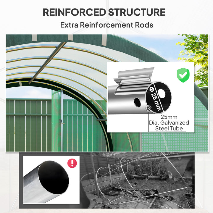 3 x 2(m) Polytunnel Greenhouse, with Windows and Doors - Green