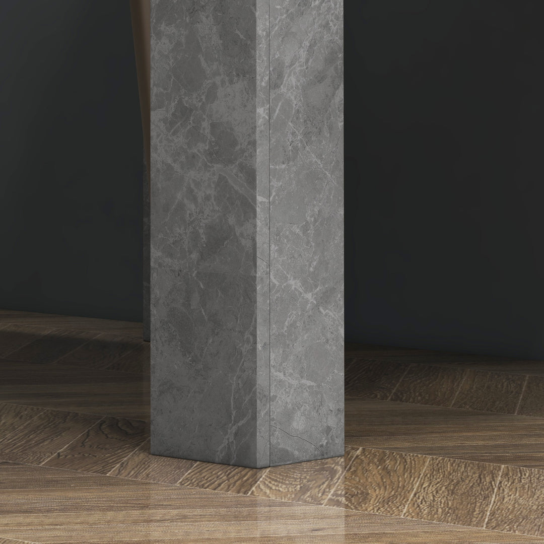 MCL Square Dining Table, Modern Small Dining Table with Faux Cement Effect, Space Saving, Non-slip Foot Pads, Cement Grey