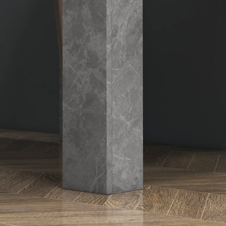 MCL Square Dining Table, Modern Small Dining Table with Faux Cement Effect, Space Saving, Non-slip Foot Pads, Cement Grey