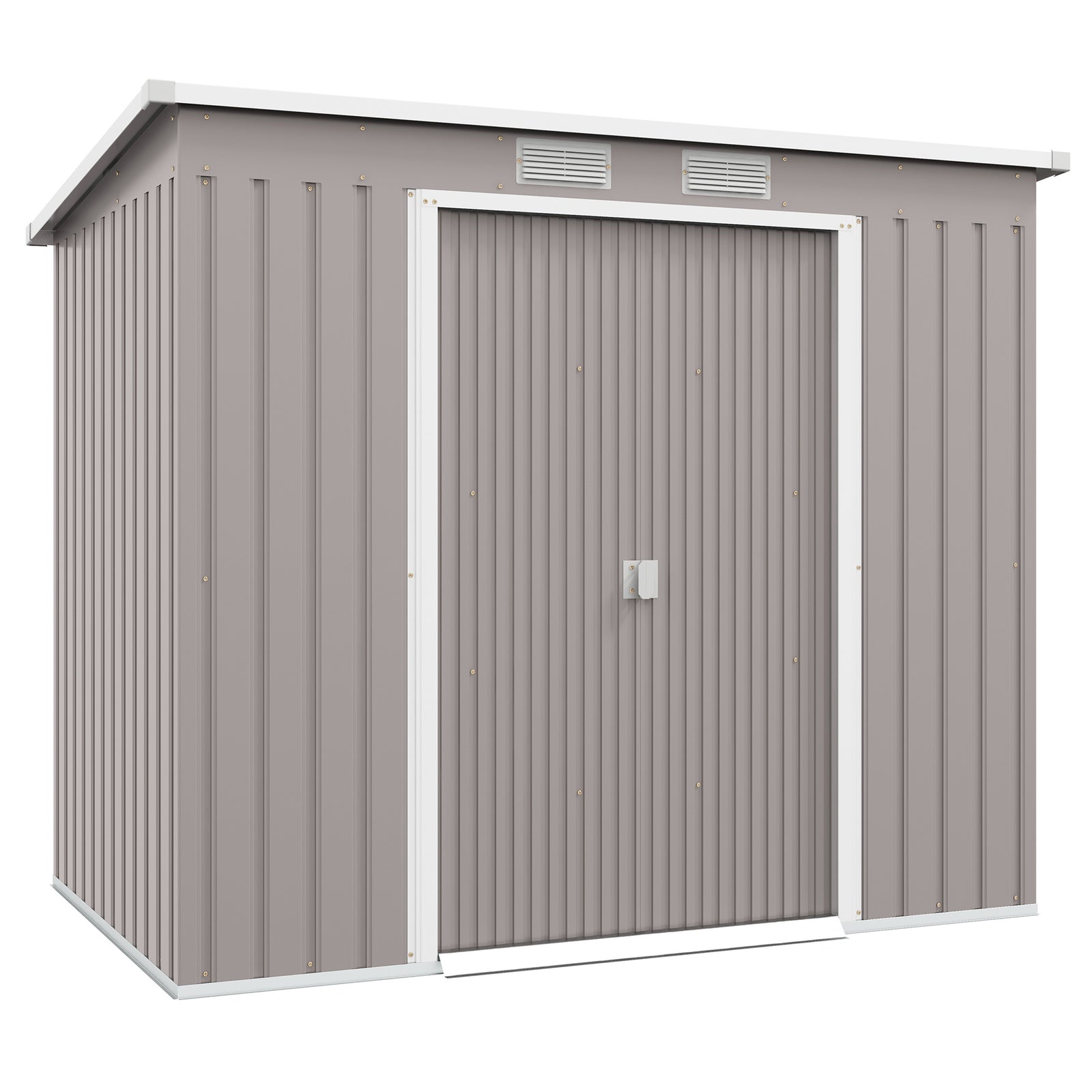 7 x 4ft Galvanised Steel Garden Shed, with Foundation Kit - Grey
