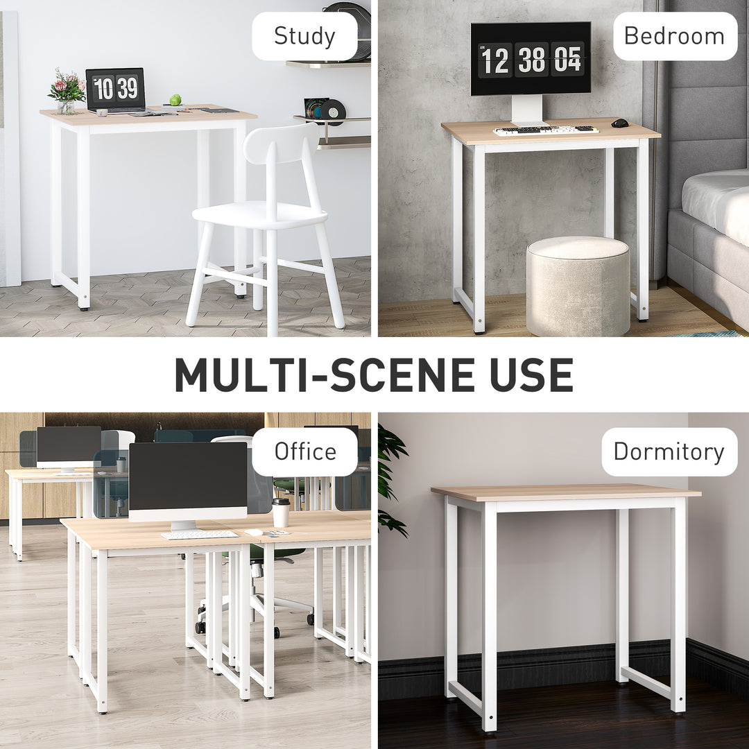 Computer Desk, Writing Table, 80 x 60 x 76cm Workstation for Home Office, Study with Metal Frame, Simple Assembly, White