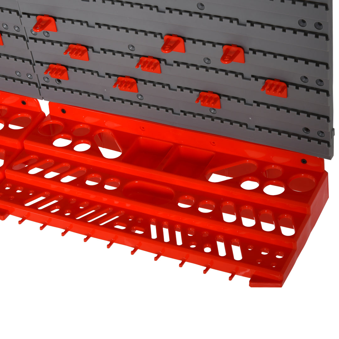 54 Pcs On-Wall Tool Equipment Holding Pegboard Home DIY Garage Organiser DIY w/ 50 Pegs 2 Shelves