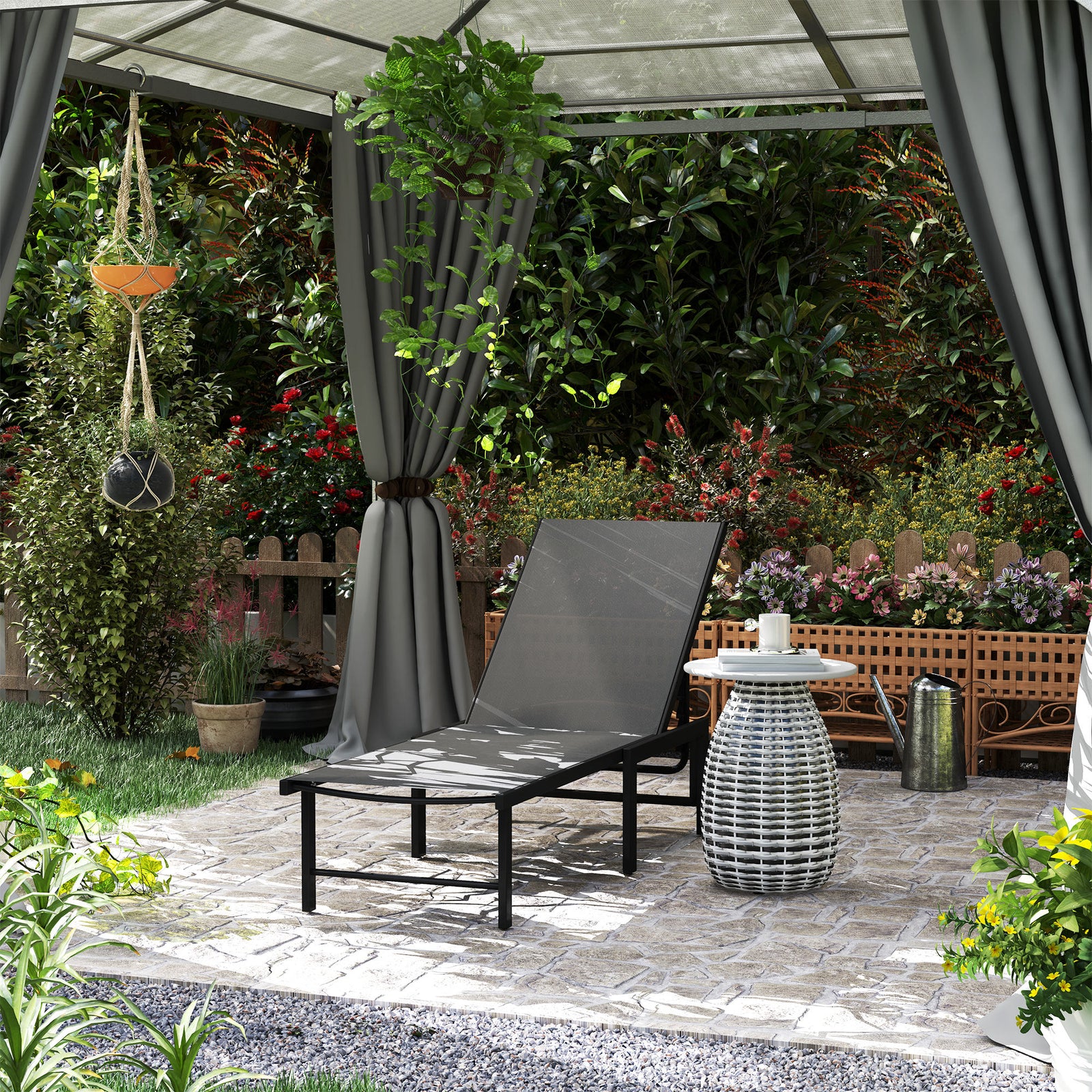 Reclining Sun Lounger - Grey