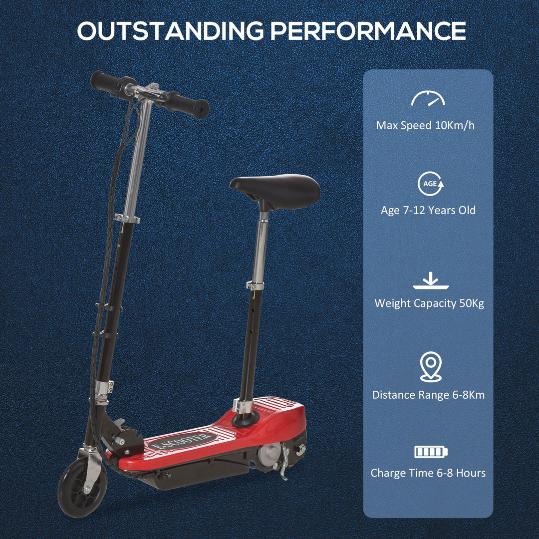 Powered E-Scooter Ride-On, with Brakes, Adjustable Seat, Adjustable Handlebars, Red