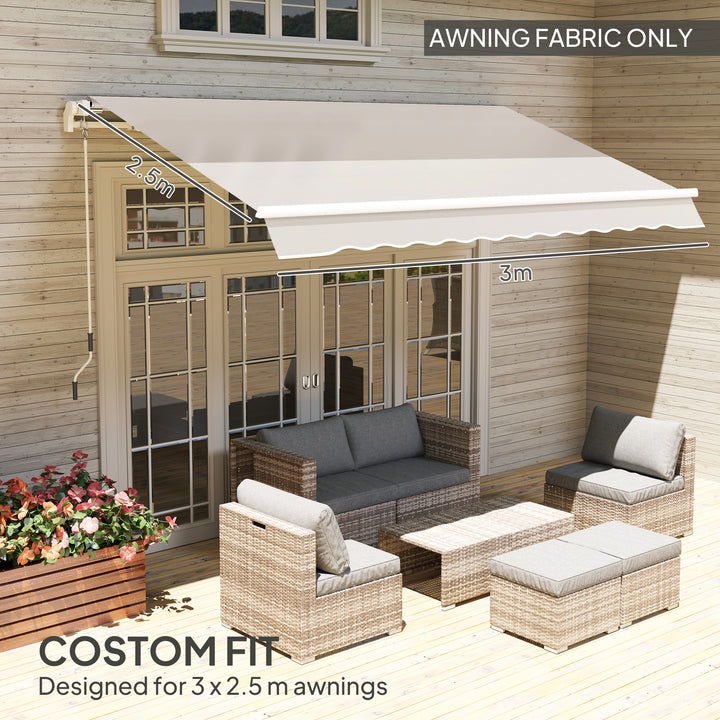 Awning Replacement Canopy, Water Resistant UPF 50+ Sun Shade Cover for 3 x 2.5 m Garden Awning (Fabric Only), Cream White