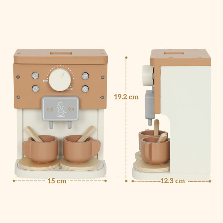 MCL Kids Wooden Coffee Machine Toy, Pretend Play Kitchen Accessories Gift for Boys and Girls Ages 3+