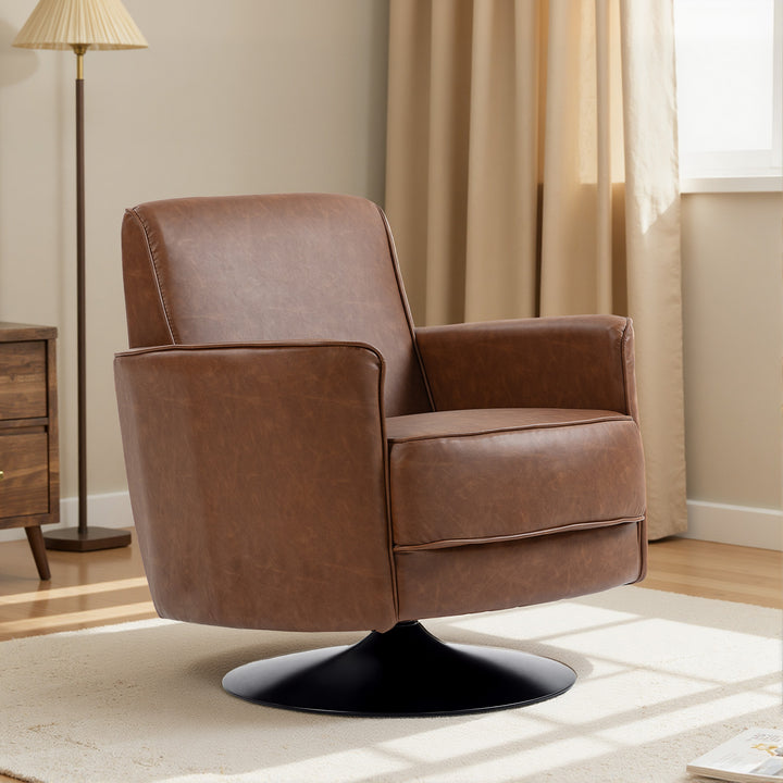 Upholstered Swivel Accent Chair with Thick Padding