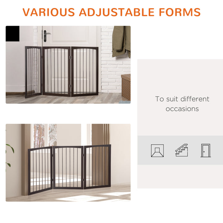 PawHut Folding 3 Panel Pet Gate Wooden Foldable Dog Fence Indoor Free Standing Safety Gate Portable Separation Pet Barrier Guard | Aosom UK