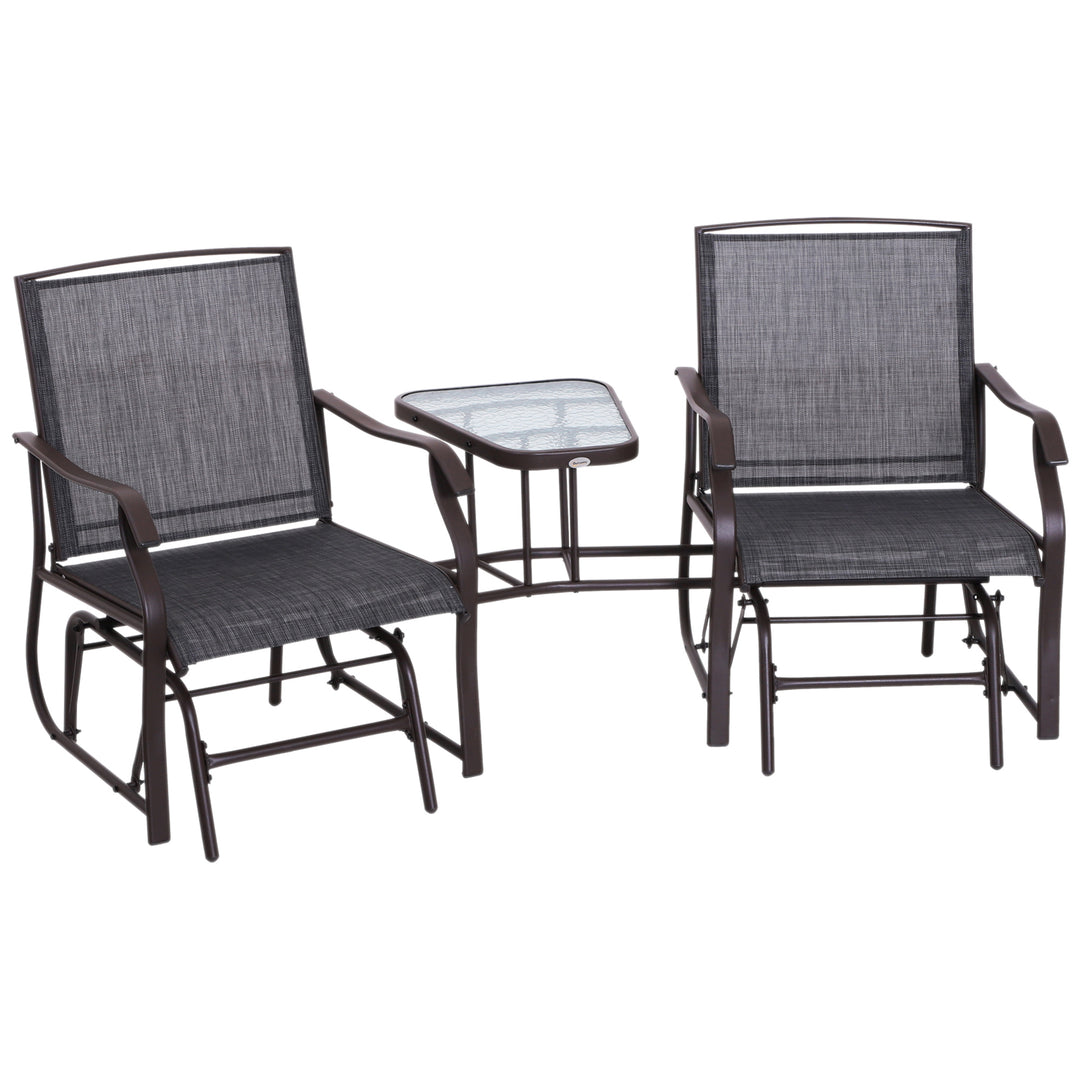 Gliding Jack and Jill Seat, with Glass-Top Table - Brown/Grey