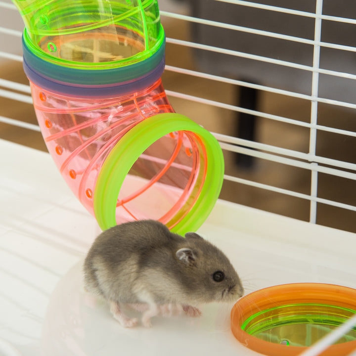MCL Hamster Cage w/ Water Bottle, Exercise Wheel, Tubes, Ramps - Light Blue