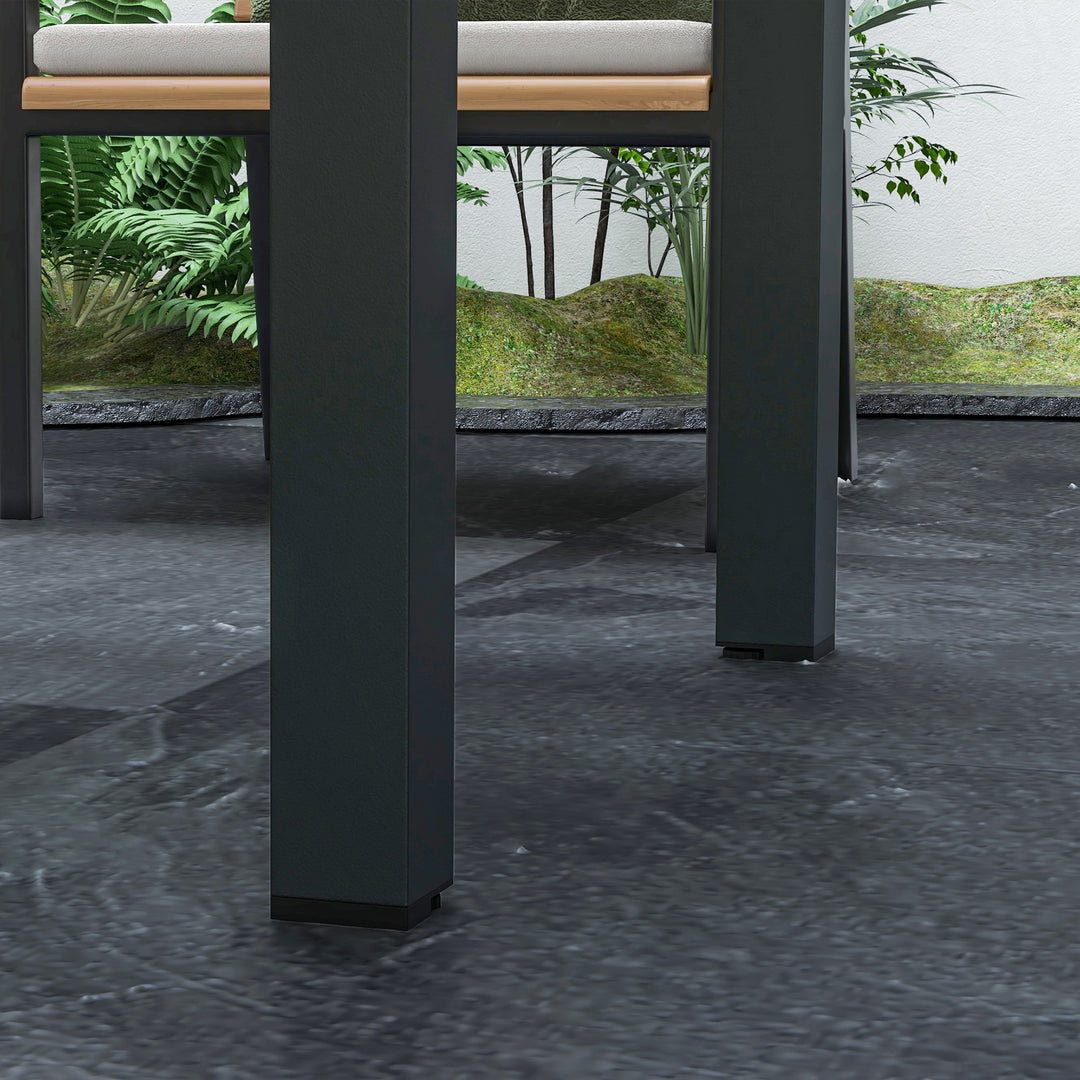 Extending Garden Table, Outdoor Dining Table with Aluminium Frame and Tempered Glass Tabletop, 80/160 x 80 x 75 cm, Black and Clear