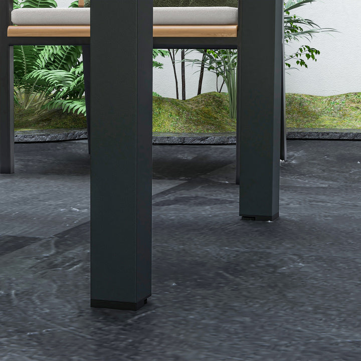 Extending Garden Table, Outdoor Dining Table with Aluminium Frame and Tempered Glass Tabletop, 80/160 x 80 x 75 cm, Black and Clear