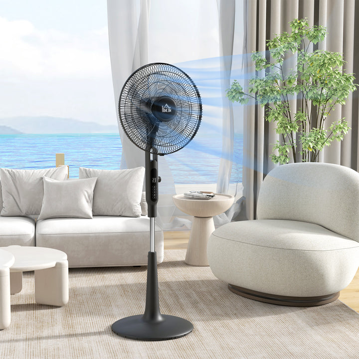 HOMCOM DC Pedestal Fan, 17.5'' Standing Fan w/ 28 Speeds, 3 Modes, 75° Oscillation, 12-Hour Timer, Adjustable Height, Mosquito Repellent | Aosom UK