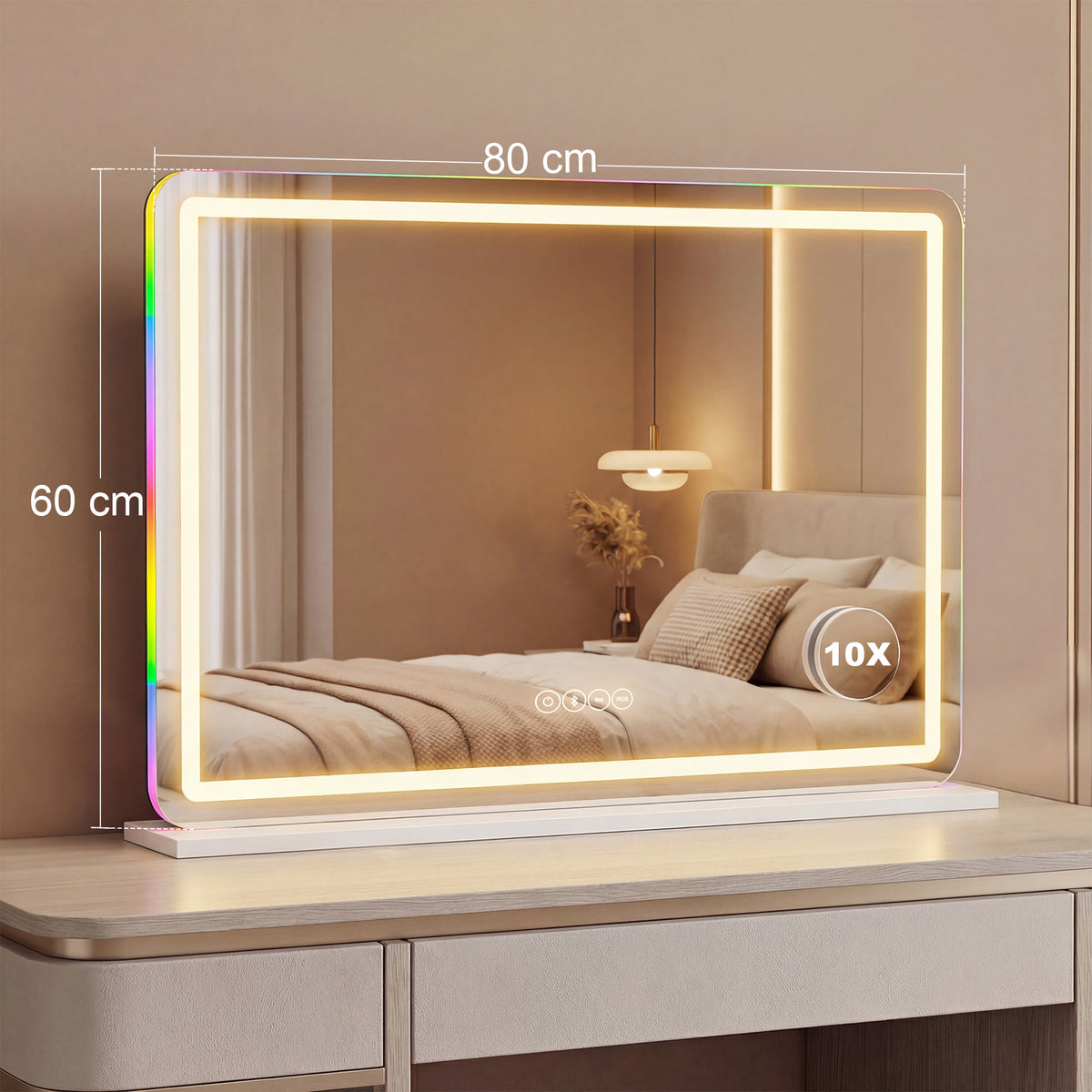 Vanity Mirror with Lights, Dimmable Makeup Mirror with Adjustable Colo