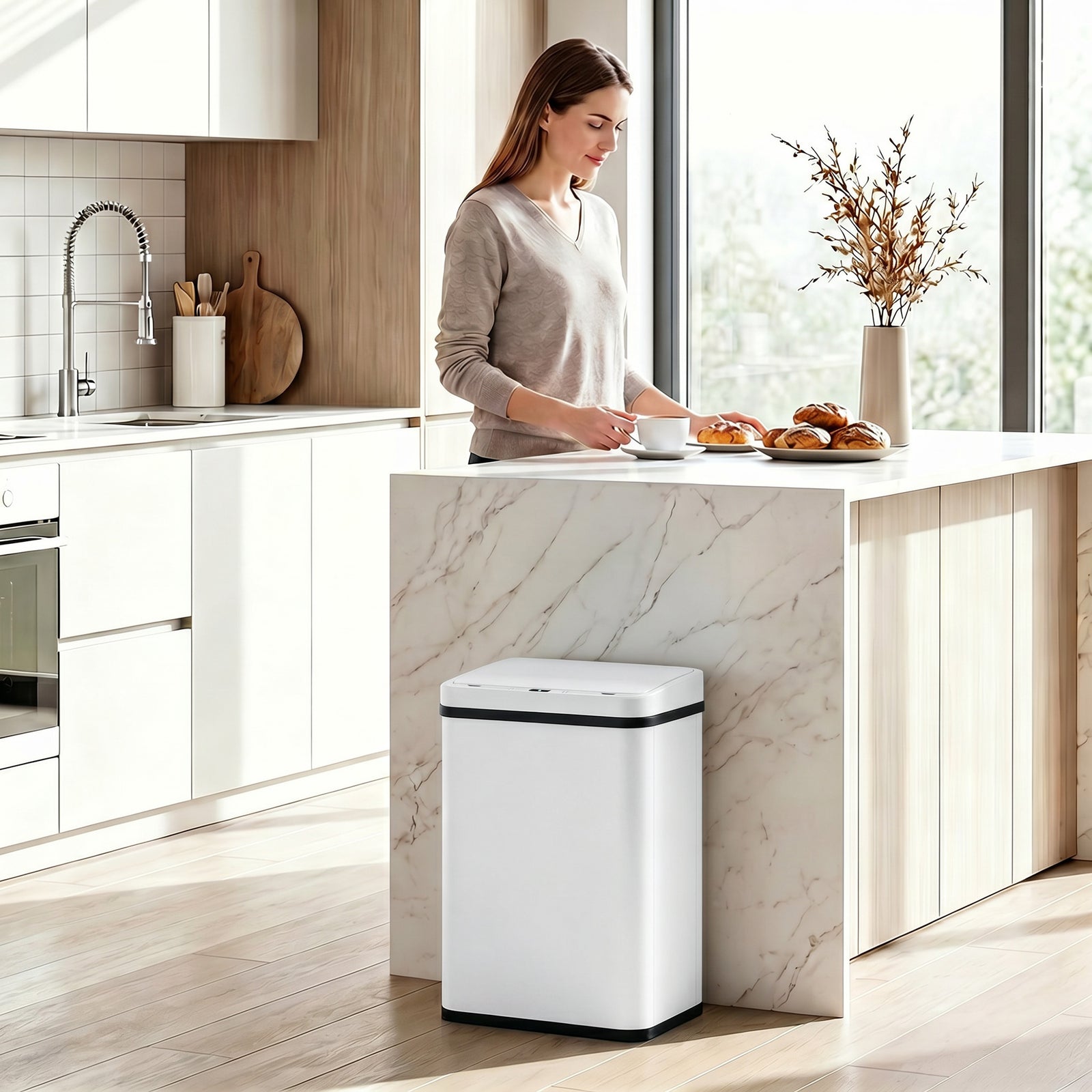 40L Sensor Bin with Soft-Close Lid, Stainless Steel Automatic Touchles