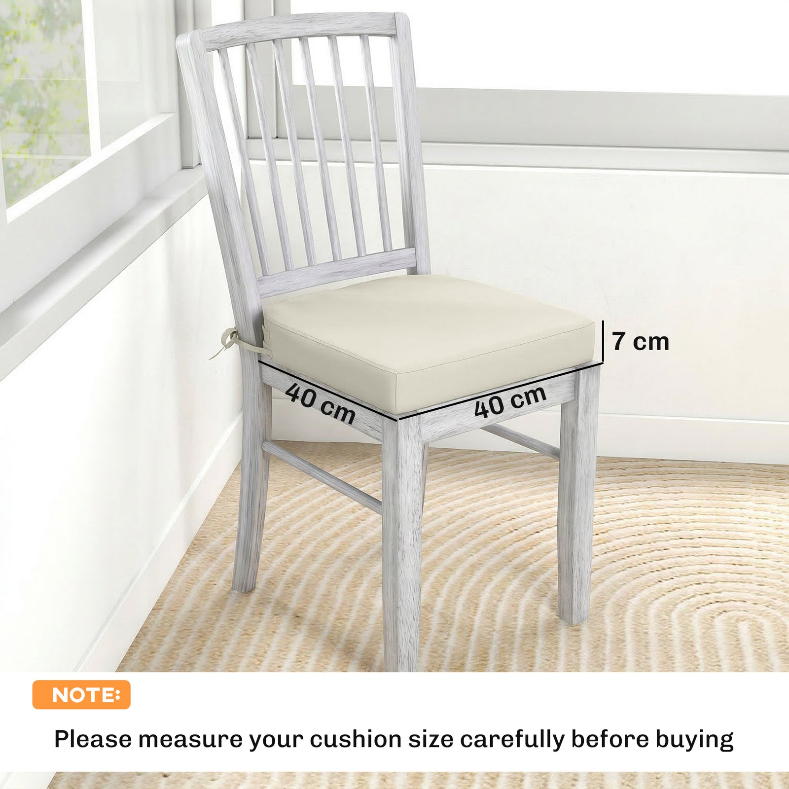 Outdoor Chair Seat Cushions Set of 2, Garden Chair Cushions with 7cm T