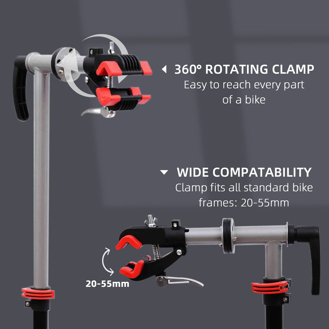 MCL Bike Repair Stand Workstation, Bicycle Maintenance Workstand, Height Adjustable, with Tool Tray & 360° Rotating Adjustable Clamp for Home Mechanic Workshop
