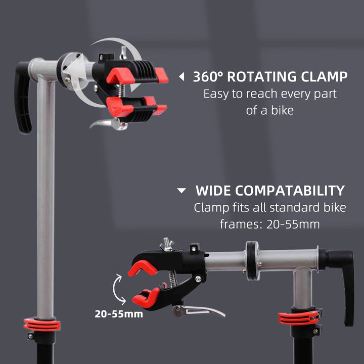 MCL Bike Repair Stand Workstation, Bicycle Maintenance Workstand, Height Adjustable, with Tool Tray & 360° Rotating Adjustable Clamp for Home Mechanic Workshop