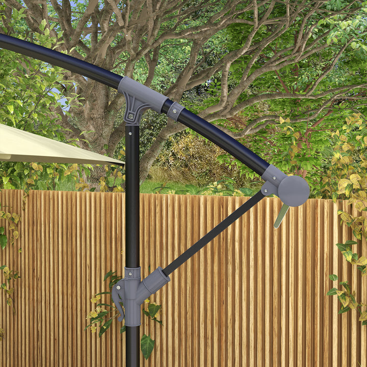 3m Square Canopy Cantilever Parasol, with Cross Base - Beige